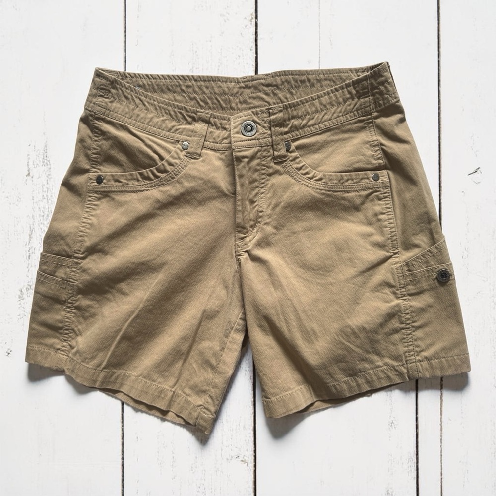 Kuhl Splash 5.5 Shorts Khaki Tan Cargo Trek Hiking Trail 5.5" Inseam Womens 2